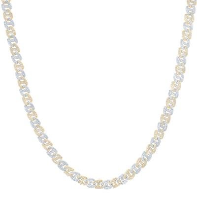 10 CTW-NAT DIA NK 8 MM TWO TONE CUBAN MENS CHAIN (22 INCH)