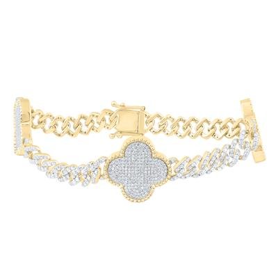 3 CTW-NAT DIA CN CUBAN CLOVER BRACELET (7 INCH)