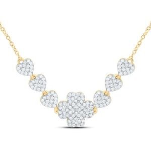 1/2CTW-NAT DIA CN FASHION CLOVER-HEART NECKLACE(18 INCH)