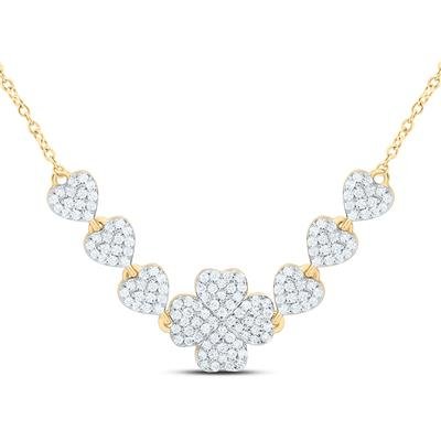 1/2CTW-NAT DIA CN FASHION CLOVER-HEART NECKLACE(18 INCH)