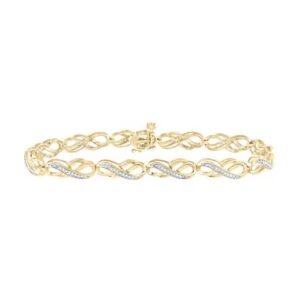 10k Yellow Gold Round Diamond Infinity Bracelet 1/4 Cttw