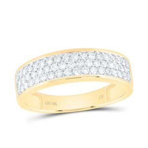 1/2 Cttw Round Diamond Pave Band Rings – 10k White & Yellow Gold