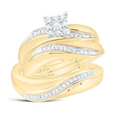 Yellow Gold Diamond Matching Wedding Ring Set – 1/5 Cttw