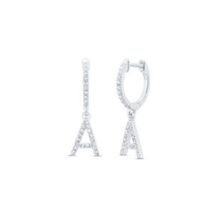 1/5CTW-NAT DIA NK GIFT INITIAL “A” DANGLING EARRING