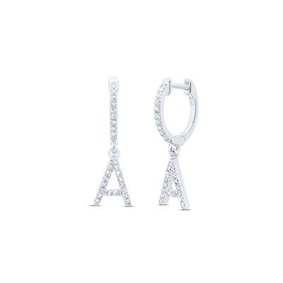 1/5CTW-NAT DIA NK GIFT INITIAL "A" DANGLING EARRING
