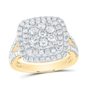 1 3/8 CTTW Natural Diamond Cushion Fashion Bridal Ring