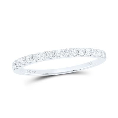14K White Gold Women’s Round Diamond Pavé Single-Row Wedding Band – 1/4 CTW