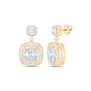 1CTW-NAT DIA ANA M FASHION CUSHION BAGUETTE DANGLING EARRING