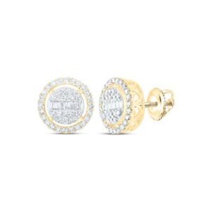 10k Yellow Gold Baguette Diamond Circle Nicoles Dream Collection Earrings 1/2 Cttw