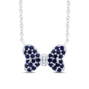 0.02CTW-NAT DIA CN 5/8CTW-RD-BS NAT GEM BOW NECKLACE (18 INCH)