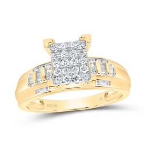 10k Gold Round Diamond Cluster Bridal Engagement Ring 1/2 Cttw – Rose, White & Yellow Gold (Nicole’s Dream Collection)