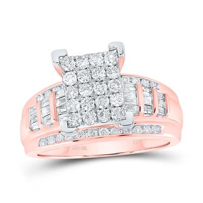 10k Rose Gold Round Diamond Square Bridal Engagement Ring – 1 Cttw | Nicole’s Dream Collection
