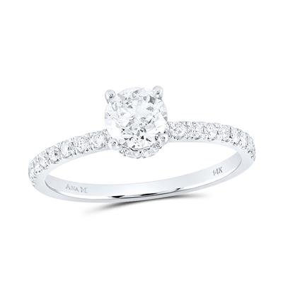 14k White Gold Round Diamond Solitaire Bridal Engagement Ring – 1 Cttw (Certified)