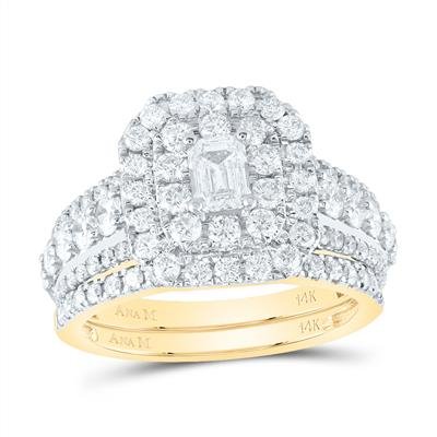 2 CTTW Natural Diamond Double Halo Bridal Set with 3/8 Ctw Center