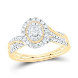 1/2 CTTW Natural Diamond Oval Double Halo Bridal Set
