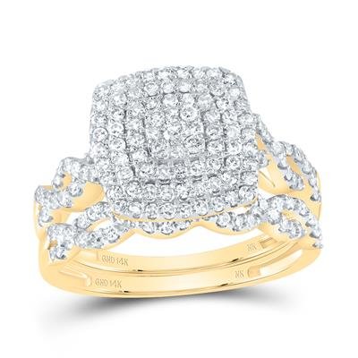 3/4 CTTW Natural Diamond Cushion Double Halo Bridal Set