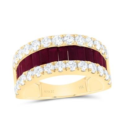 1-1/2 Cttw Diamond & 2-1/5 Cttw Ruby Natural Gem Ladies Band – Elegant Statement Ring