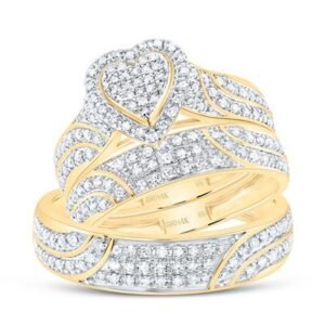 5/8 Cttw Natural Diamond Fashion Heart Trio Ring Set