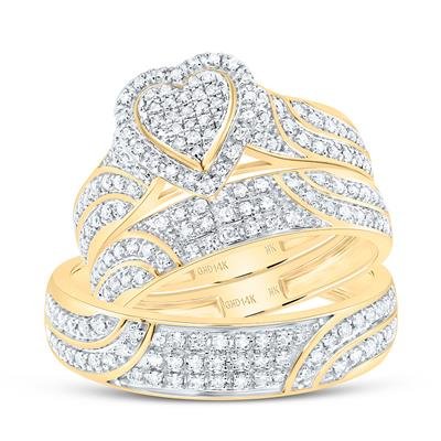 5/8 Cttw Natural Diamond Fashion Heart Trio Ring Set