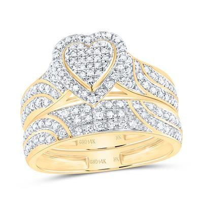 5/8 Cttw Natural Diamond Fashion Heart Trio Ring Set