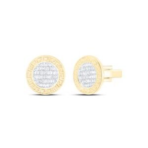 10kt Yellow Gold Baguette Diamond Circle Cuff Links 5/8 Cttw