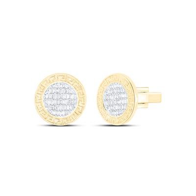 10kt Yellow Gold Baguette Diamond Circle Cuff Links 5/8 Cttw