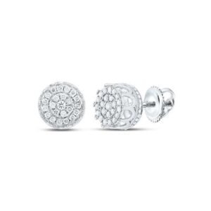 10k Yellow Gold Round Diamond Cluster Earrings 1/4 Cttw