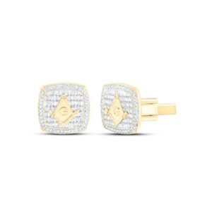 1 1/3CTW-DIA NK CUSHION CUFF LINK WITH MASONARY