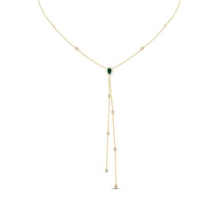 1/4CTW-NAT DIA CN 5X3MM PS-EM NAT GEM NECKLACE(18 INCH)