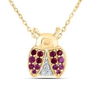 0.035CTW-NAT DIA CN 1/4CTW-RD-PINK SAPP, 1/5CTW-RD-RU, NAT GEM NECKLACE