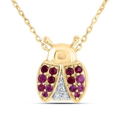 0.035CTW-NAT DIA CN 1/4CTW-RD-PINK SAPP, 1/5CTW-RD-RU, NAT GEM NECKLACE