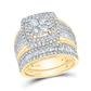14K Two-Tone Gold 2.5 CTW Round & Baguette Diamond Bridal Wedding Ring Set