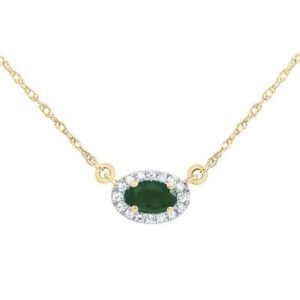1/20CTW-NAT DIA CN 5X3MM OV-EM NAT GEM OVAL NECKLACE (18 INCH)