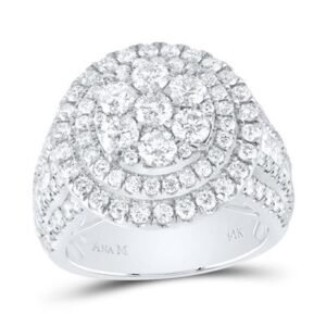 3 CTW-NAT DIA ANA M ROUND DOUBLE HALO FASHION BRIDAL RING