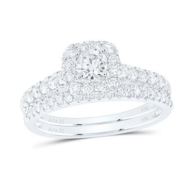 14k Gold Round Diamond Bridal Wedding Ring Set – 1 Cttw (Certified)