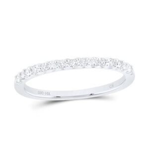 14k White Gold Round Diamond Single Row Wedding Band – 1/6 Cttw