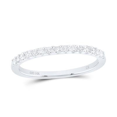 14k White Gold Round Diamond Single Row Wedding Band – 1/6 Cttw