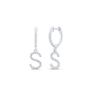 1/5CTW-NAT DIA NK GIFT INITIAL "S" DANGLING EARRING