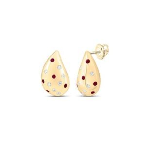 1/3CTW-NAT DIA ANA M 1/5CT-RD-RU NAT GEM TEAR DROP EARRING