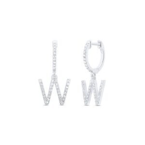 1/3CTW-NAT DIA NK GIFT INITIAL “W” DANGLING EARRING