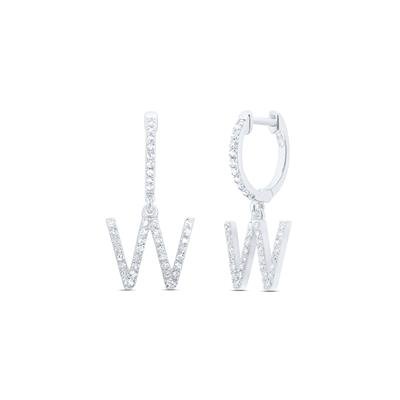 1/3CTW-NAT DIA NK GIFT INITIAL "W" DANGLING EARRING