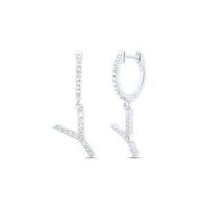 1/6CTW-NAT DIA NK GIFT INITIAL “Y” DANGLING EARRING