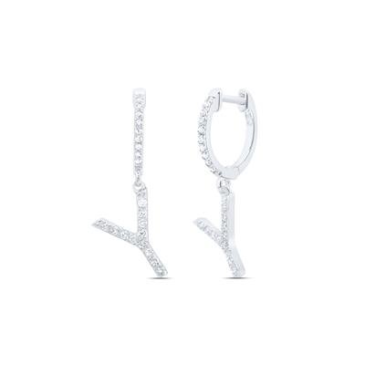 1/6CTW-NAT DIA NK GIFT INITIAL "Y" DANGLING EARRING